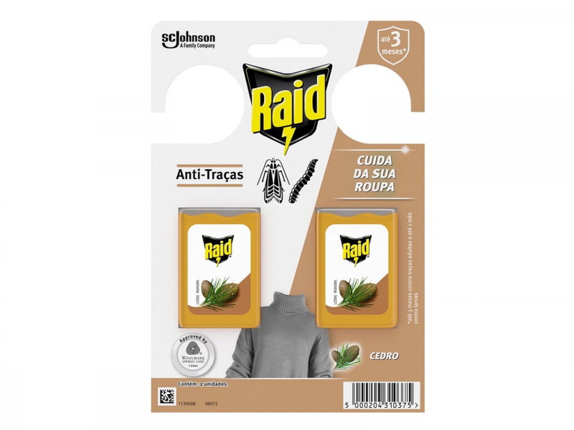 Anti-Traças Gel Aroma Cedro – 2 Unidades RAID