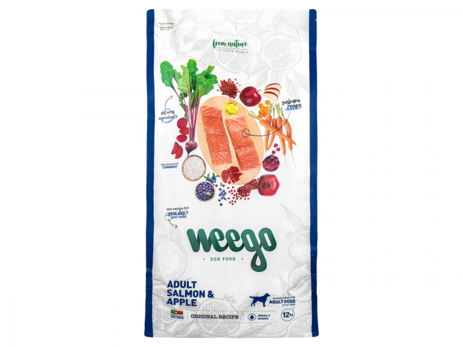 Alimento Seco Para Cão Salmão E Maçã 12 KG WEEGO