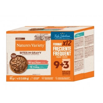 ALIMENTO GATO PEDA�OS MOLHO  SALM�O E ATUM 12X85 G