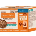 ALIMENTO GATO PEDA�OS MOLHO  SALM�O E ATUM 12X85 G