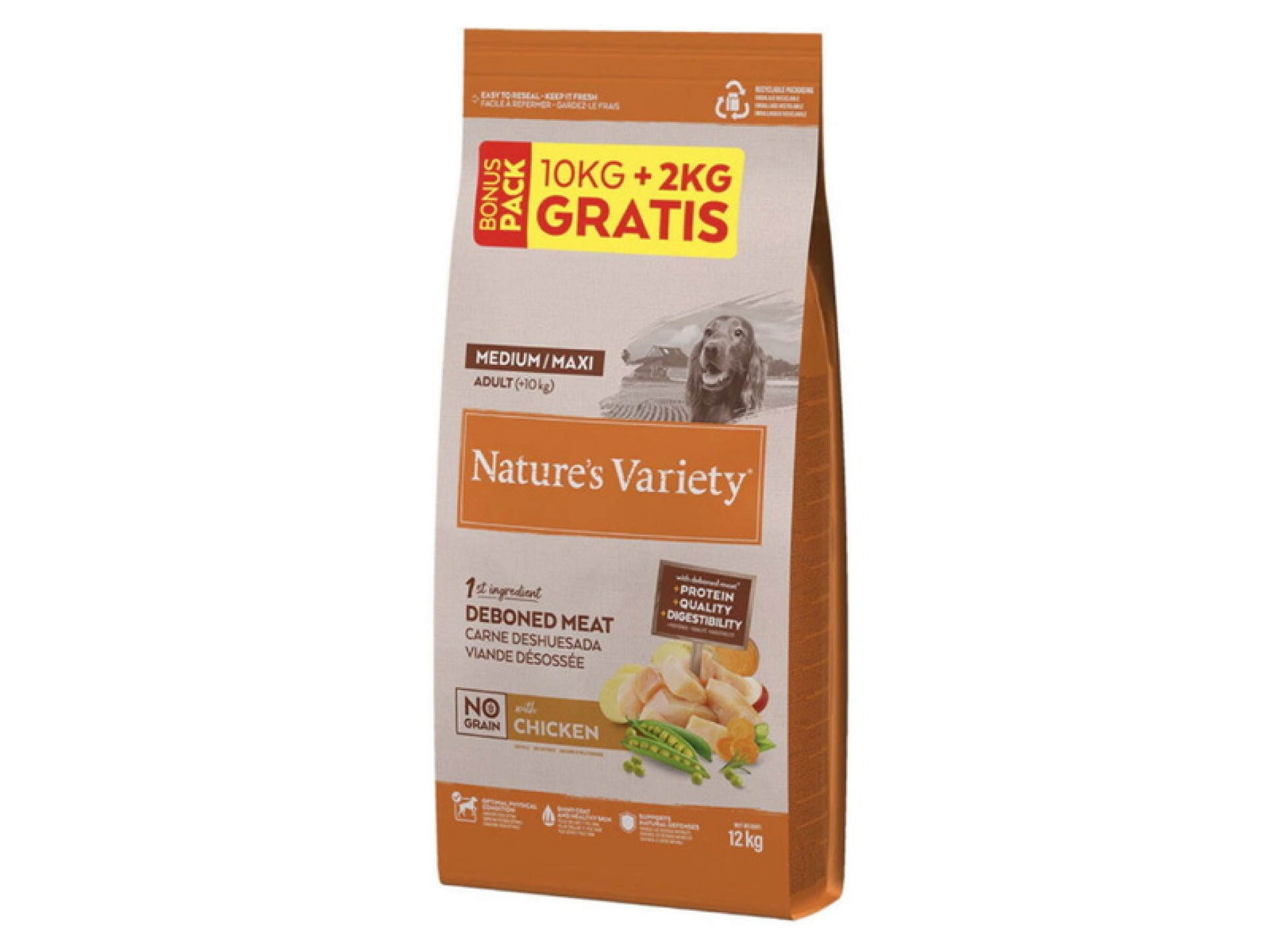 ALIMENTO SECO PARA CÃO MÉDIO NO GRAIN FRANGO 12 KG