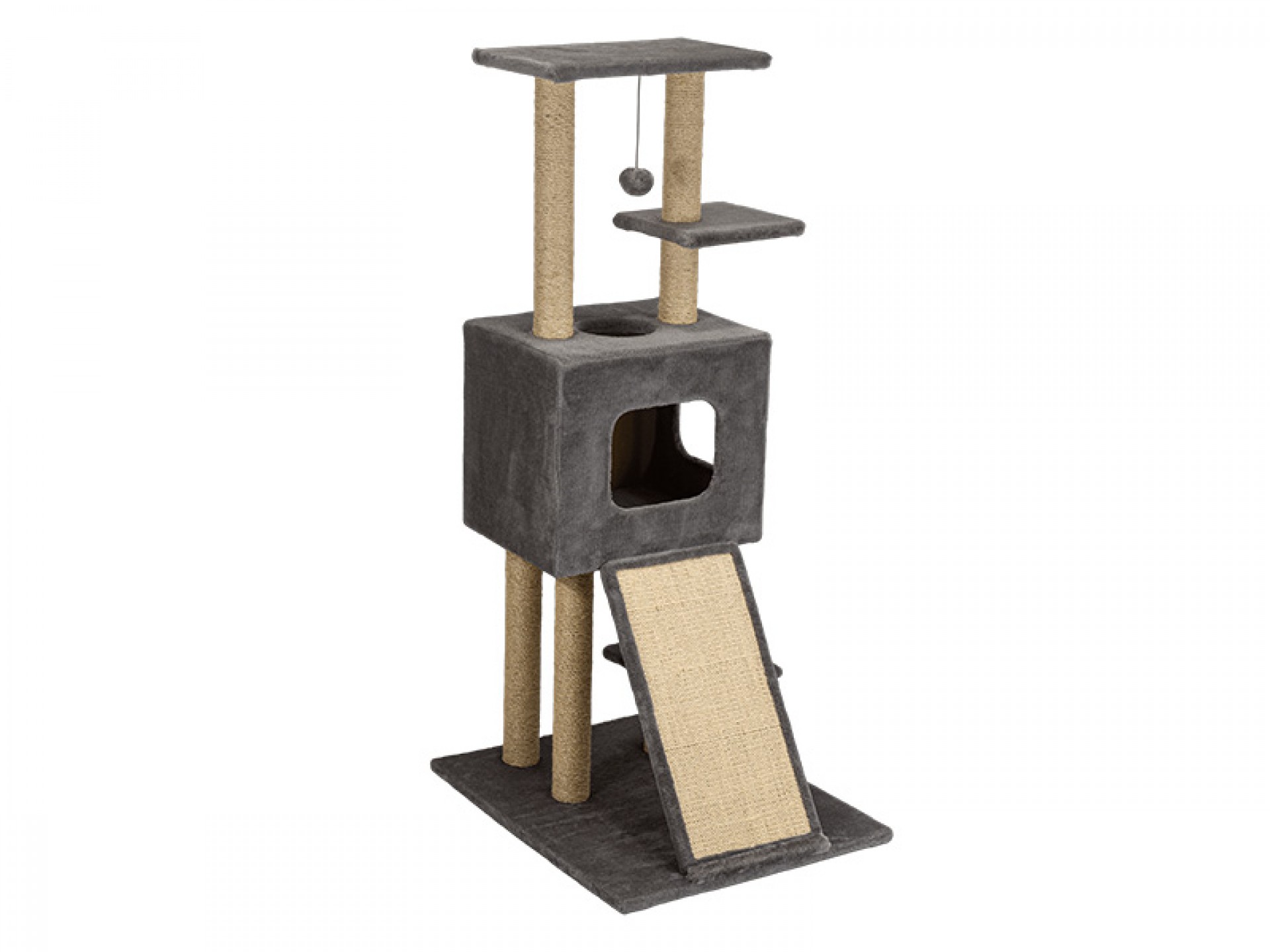 Arranhador Ginásio Para Gato Com Casa Cinza BEST QUALITY