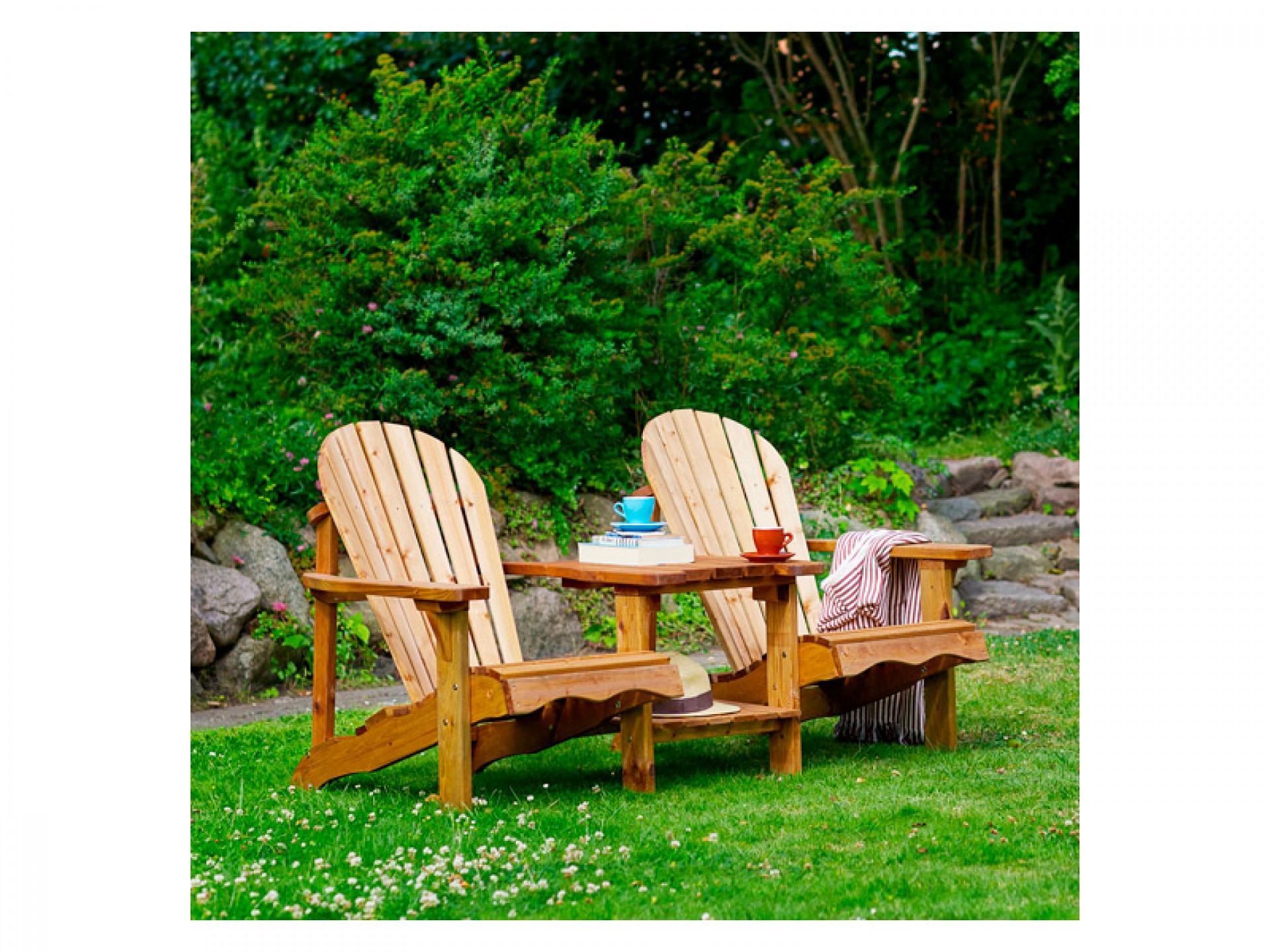 Cadeira De Jardim De Madeira ADIRONDACK 172X95X92CM 2Pessoas