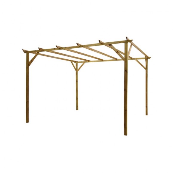 Pérgola em Madeira Tratada 300X300X240 CM CERLAND Pérgola em Madeira Tratada 300X300X240 CM CERLAND