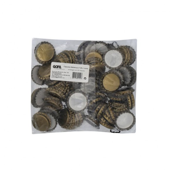 CÁPSULA COROADA DE METAL 29 MM COM JUNTA 100 UN CÁPSULA COROADA DE METAL 29 MM COM JUNTA 100 UN