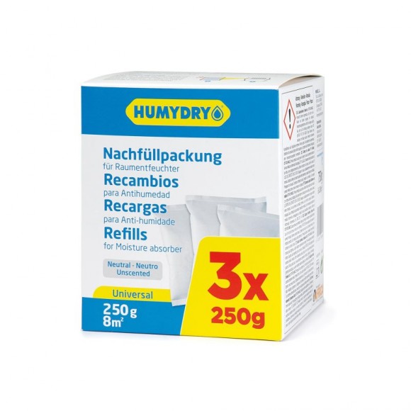 Recarga Desumidificador Basic 3x250 G HUMYDRY Recarga Desumidificador Basic 3x250 G HUMYDRY