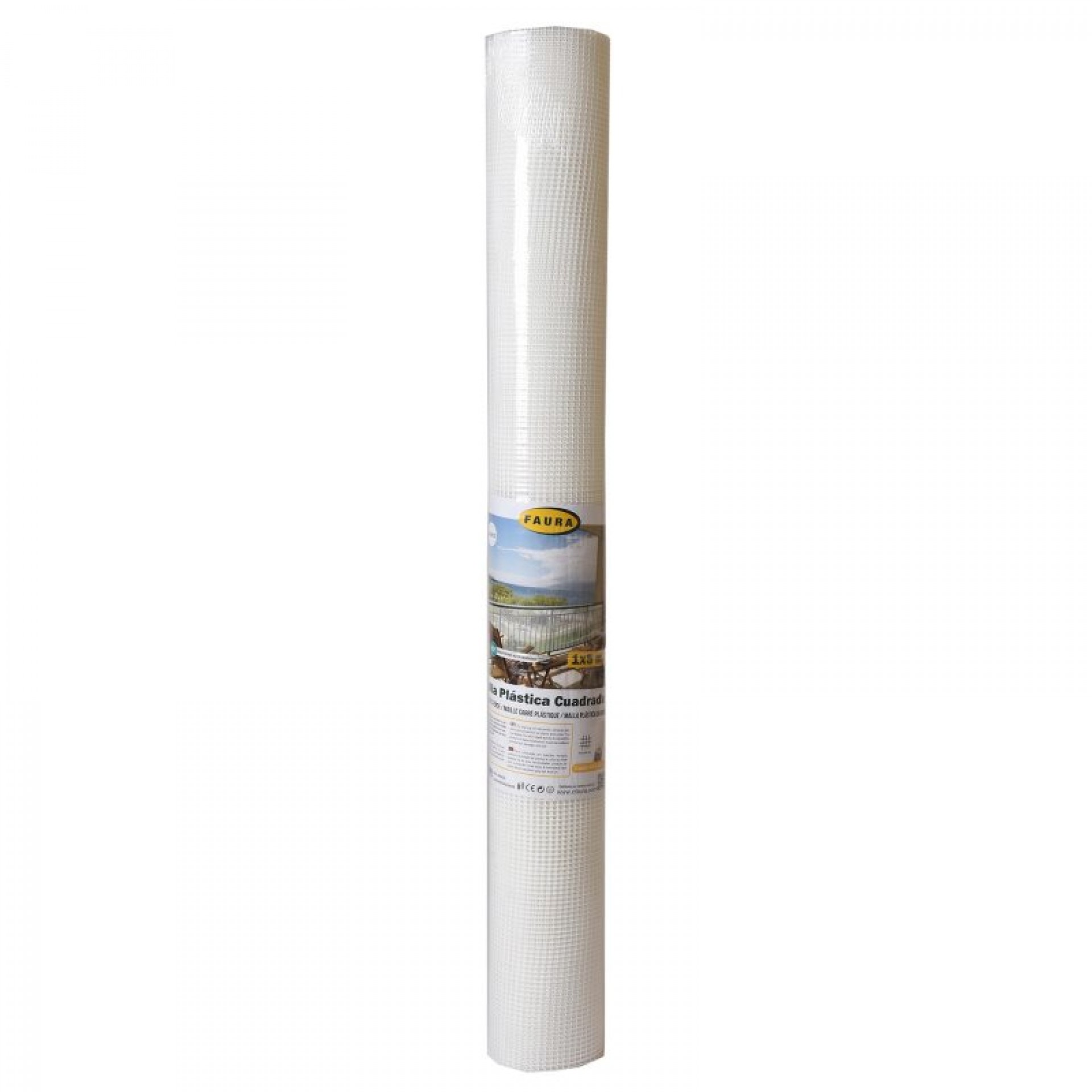 Rede Plastificada Quadrada 5 MM Branca 1X5 M FAURA