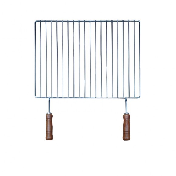 Grelha Churrasco Zinco Com 2 Pegas de Madeira 58X3 Grelha Churrasco Zinco Com 2 Pegas de Madeira 58X3