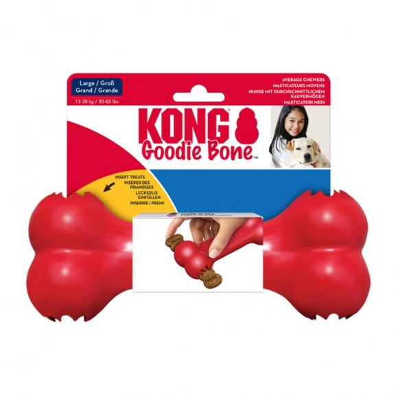 Brinquedo Borracha Para Cão Osso Goodie Classic L KONG Brinquedo Borracha Para Cão Osso Goodie Classic L KONG