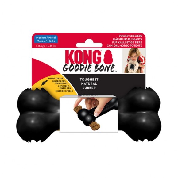 Brinquedo Borracha Para Cão Osso Goodie Extreme M KONG Brinquedo Borracha Para Cão Osso Goodie Extreme M KONG