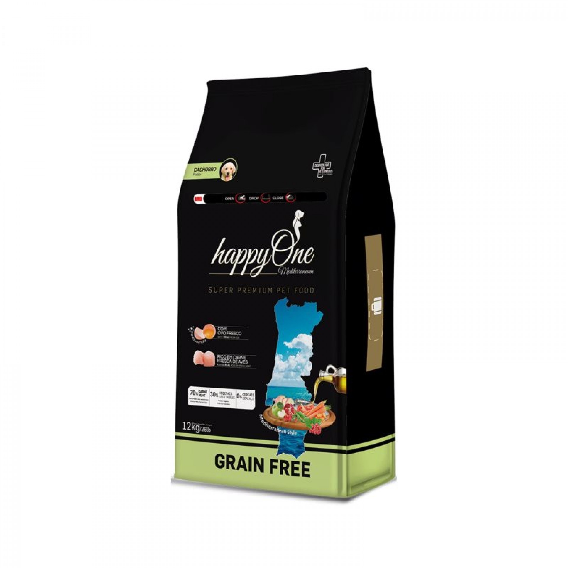 Alim Seco Cão Júnior 12 KG HAPPYONE MEDITERRANEUM