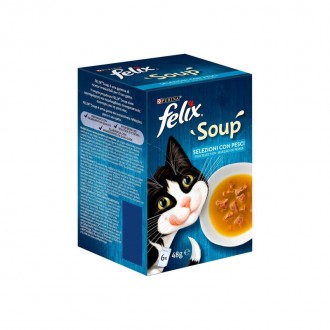 Alimento Húmico Para Gato Soupa Peixe 6X48 G FELIX Alimento Húmico Para Gato Soupa Peixe 6X48 G FELIX