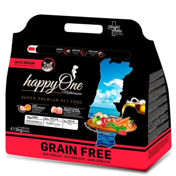 Alimento Gato S�nior 3 KG HAPPYONE MEDITERRANEUM