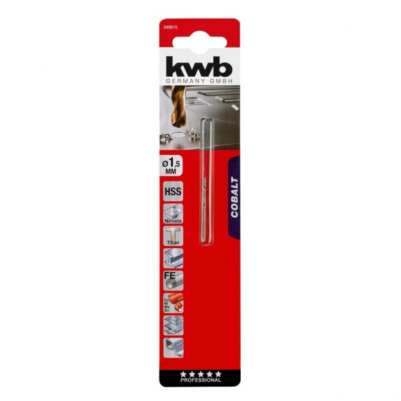 Broca Cobalto HSS-CO 1,5MM KWB Broca Cobalto HSS-CO 1,5MM KWB