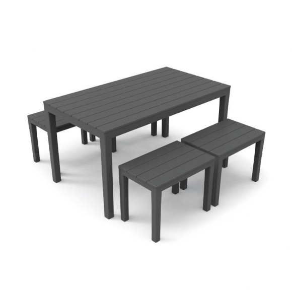 Conjunto Samoa Mesa+4 Bancos Antracite PROGARDEN Conjunto Samoa Mesa+4 Bancos Antracite PROGARDEN