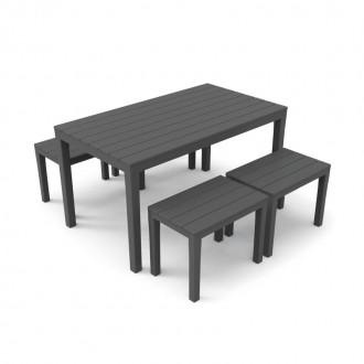 Conjunto Samoa Mesa+4 Bancos Antracite PROGARDEN