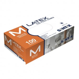 Luva ltx Descartável c/Pó 100Un-M Luva ltx Descartável c/Pó 100Un-M