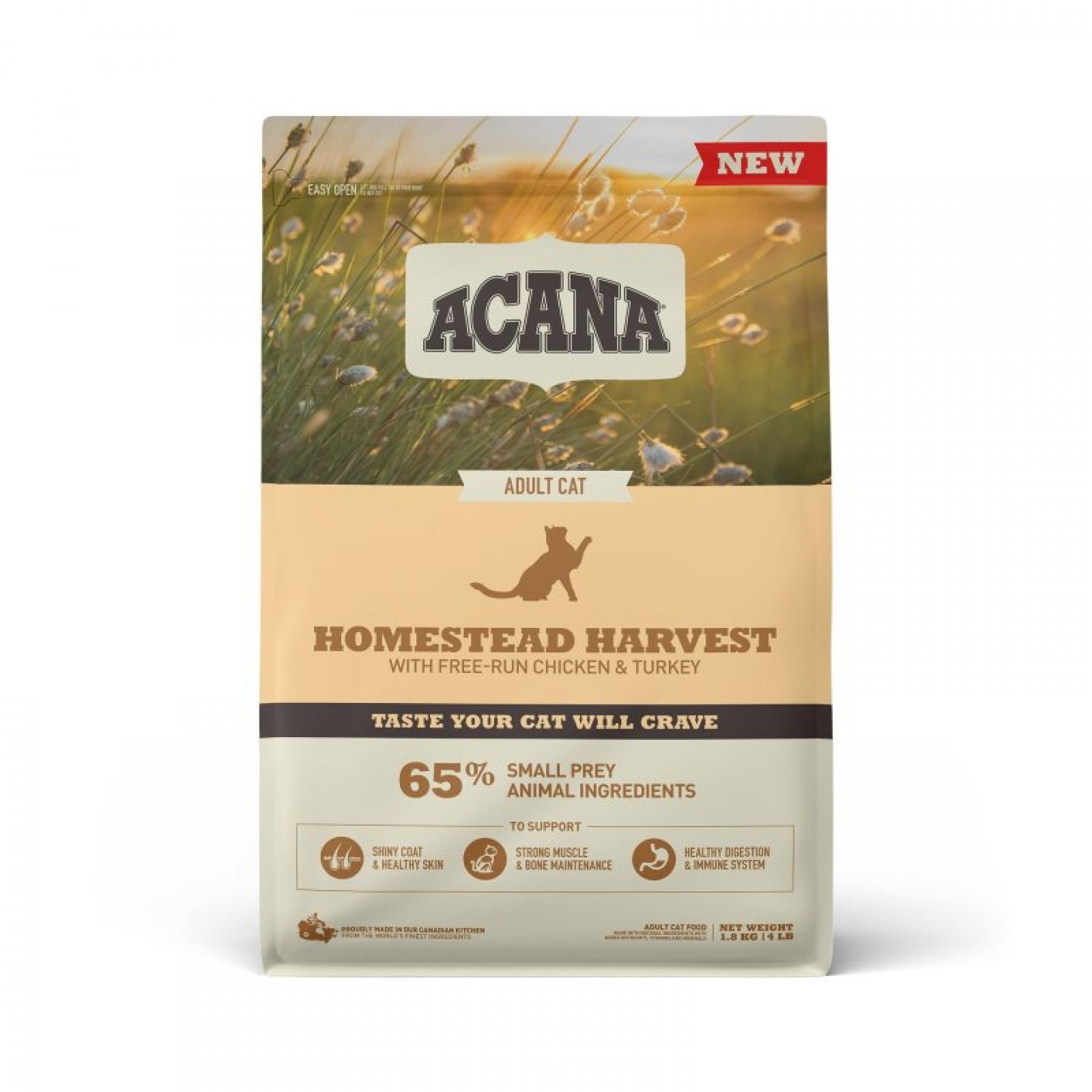 Alimento Seco Para Gato Frango e Peru 1,8 KG ACANA