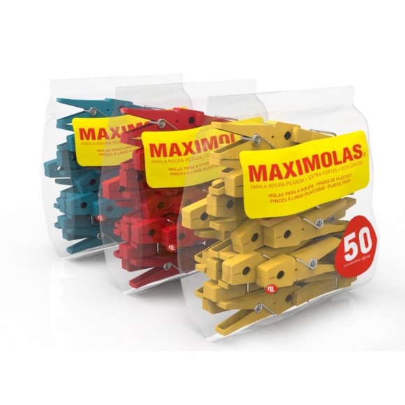 Molas Plástico Para Roupa 75 MM 50 UN MAXIMOLAS Molas Plástico Para Roupa 75 MM 50 UN MAXIMOLAS