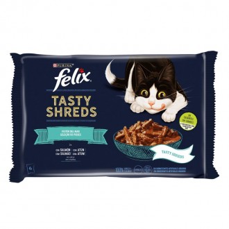 Alimento Húmid Gat Tasty Shreds Peixe 4X80 G FELIX Alimento Húmid Gat Tasty Shreds Peixe 4X80 G FELIX