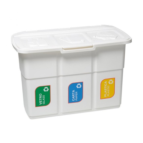 Balde Ecoponto Branco 3 Divisórias 25 L DEA HOME Balde Ecoponto Branco 3 Divisórias 25 L DEA HOME