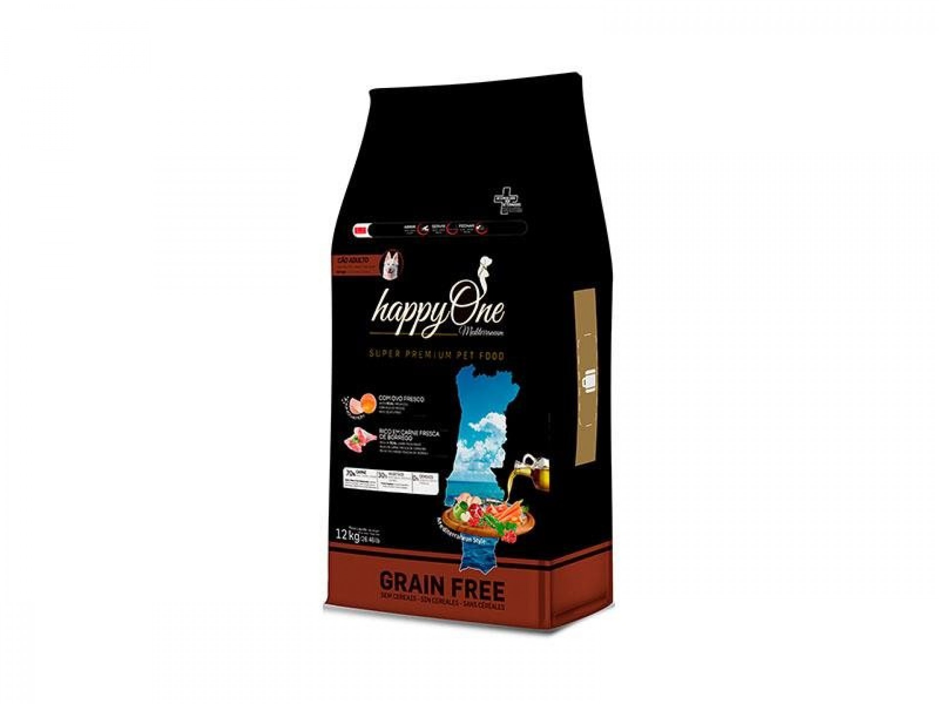 Alim Seco Cão Borrego 12 KG HAPPYONE MEDITERRANEUM