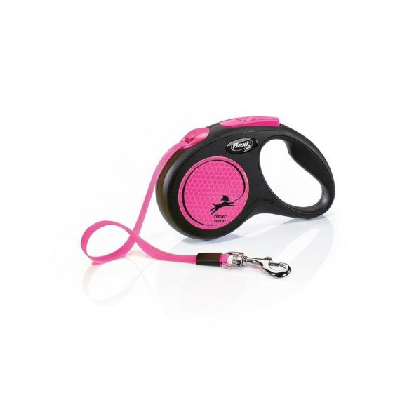 Trela Para Cão Extensível Neon Rosa 5M S FLEXI Trela Para Cão Extensível Neon Rosa 5M S FLEXI