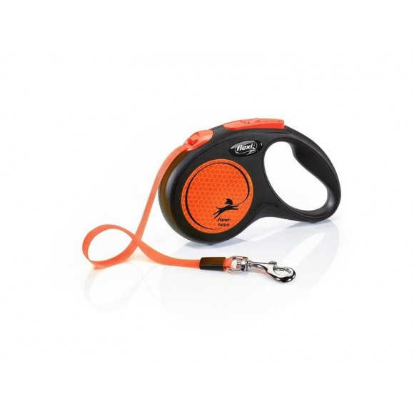 Trela Para Cão Extensível Neon Laranja 5M M FLEXI Trela Para Cão Extensível Neon Laranja 5M M FLEXI