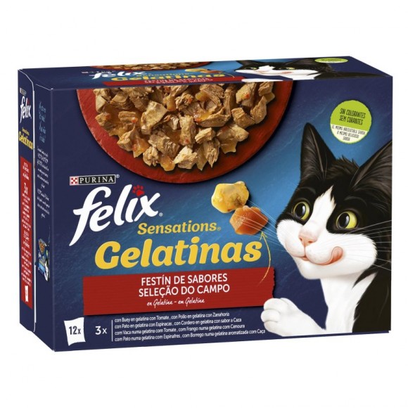 Alimento H�mido Gato Sensat Carnes 12X85 G FELIX