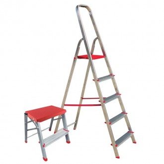 Conjunto Escadote Al�minio 5D+Tamborete 2D LITAN