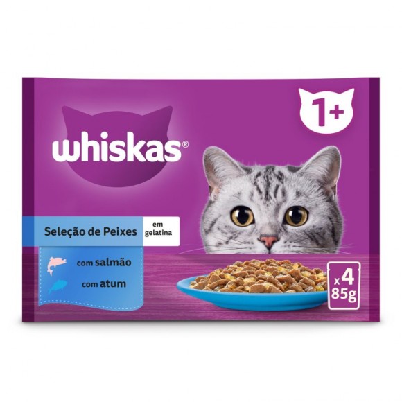 Alimento Húmido Para Gato 1+ Peixe 4X85 G WHISKAS Alimento Húmido Para Gato 1+ Peixe 4X85 G WHISKAS