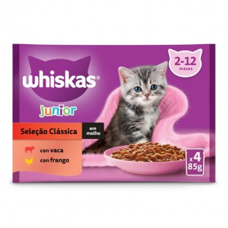 Alimento H�mido Para Gatinho Carne 4X85 G WHISKAS