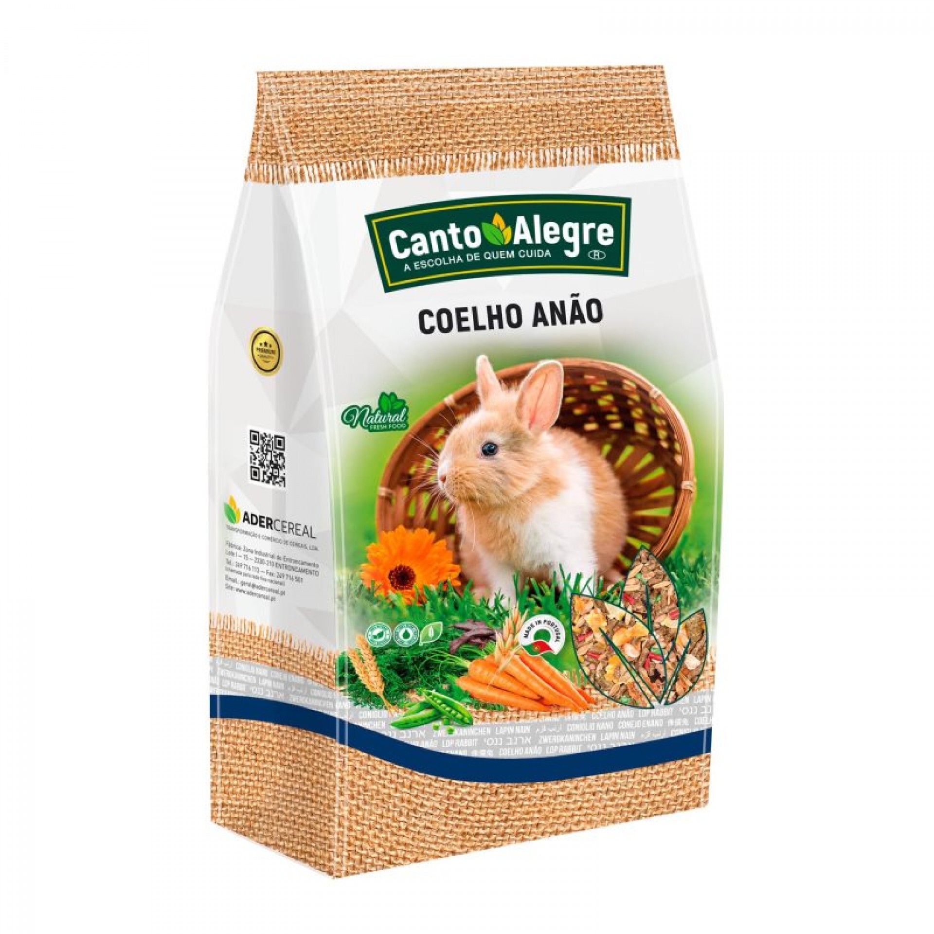 Alimento P/Coelhos Anões Mistura 3 KG CANTO ALEGRE