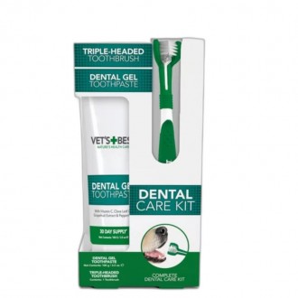 Kit Escova+Pasta Dentes P/Cão VETS BEST Kit Escova+Pasta Dentes P/Cão VETS BEST