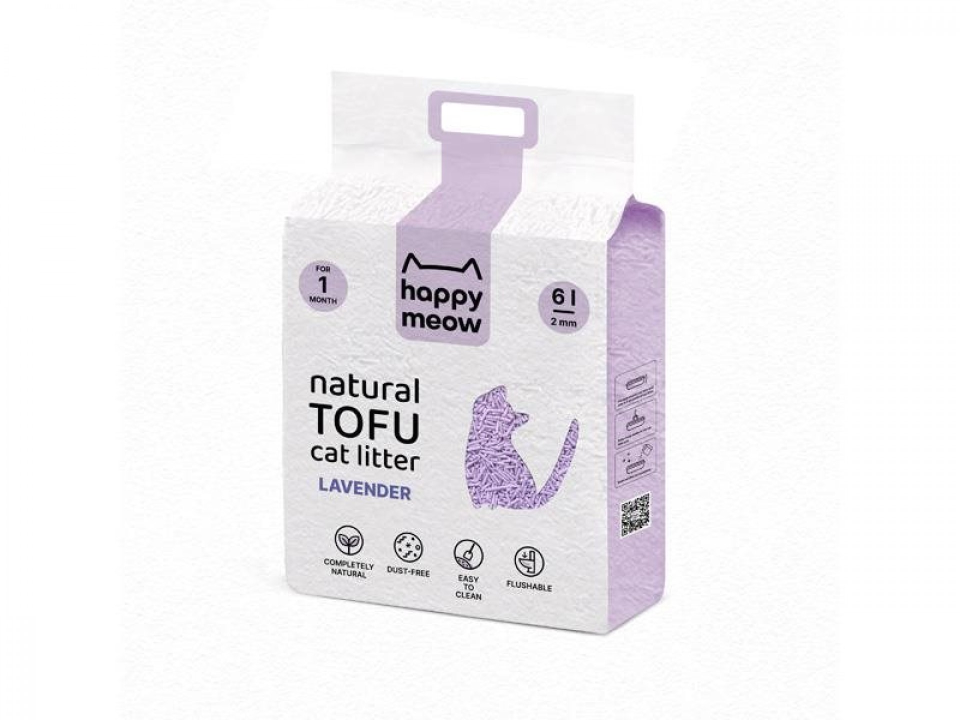 Areia De Tofu Para Gato Com Aroma Lavanda 6L HAPPY MEOW