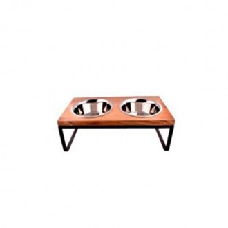 COMEDOURO ELEVADO RETANGULAR WOODEN 1500 ML