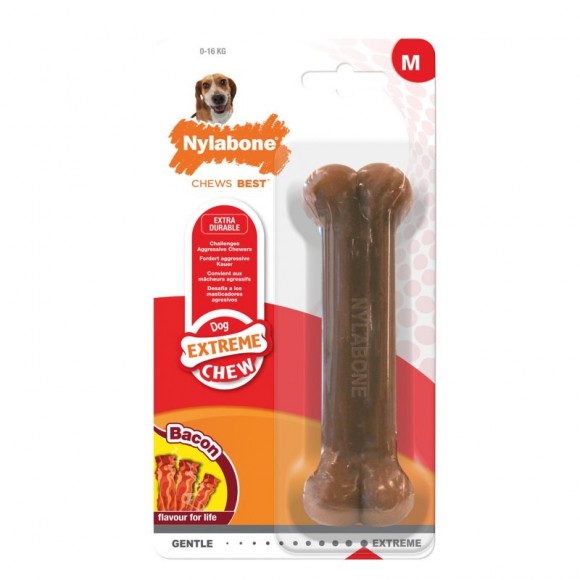 Osso Nylon Para Cão Adulto Roer Bacon M NYLABONE Osso Nylon Para Cão Adulto Roer Bacon M NYLABONE