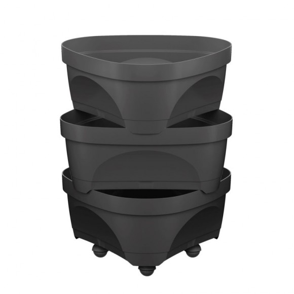 Vaso 3 Níveis C/Rodas Cinza ART PLAST Vaso 3 Níveis C/Rodas Cinza ART PLAST