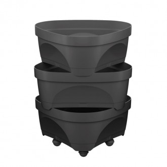 Vaso 3 N�veis C/Rodas Cinza ART PLAST
