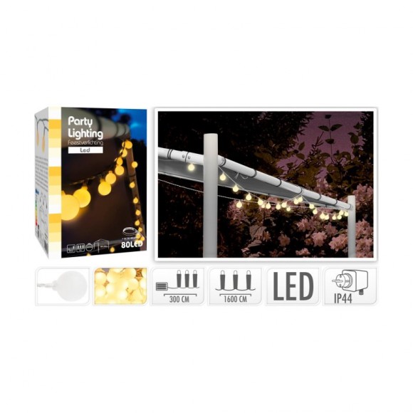 Luzes Corda 80Led Branco Quente PROGARDEN Luzes Corda 80Led Branco Quente PROGARDEN