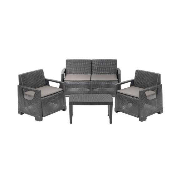 Conjunto Mandello Sofá+2Cadeiras+Mesa Antracite P Conjunto Mandello Sofá+2Cadeiras+Mesa Antracite P