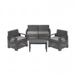 Conjunto Mandello Sofá+2Cadeiras+Mesa Antracite P Conjunto Mandello Sofá+2Cadeiras+Mesa Antracite P
