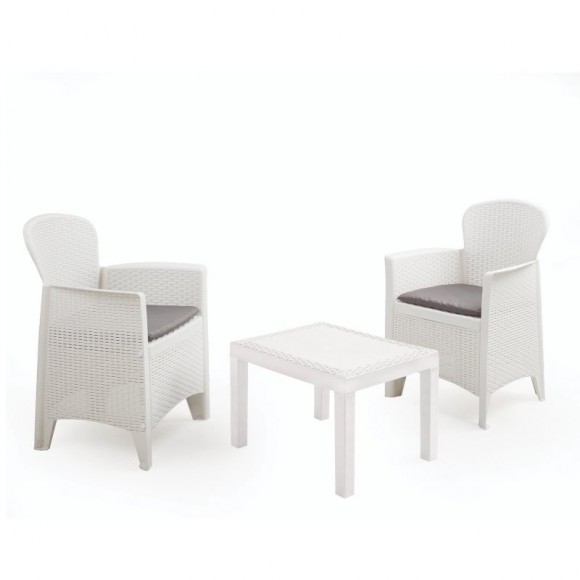 Conjunto Akita 2Cadeiras+Mesa Branco PROGARDEN Conjunto Akita 2Cadeiras+Mesa Branco PROGARDEN