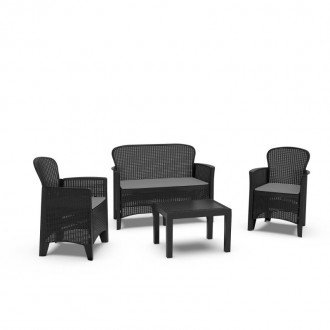 Conjunto Jungle Sof� + 2 Cadeiras + Mesa Antracite