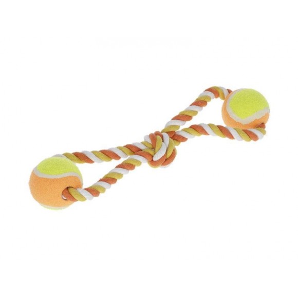 BRINQUEDO PARA CÃO CORDA DUPLO COM BOLA TENIS 34CM BRINQUEDO PARA CÃO CORDA DUPLO COM BOLA TENIS 34CM