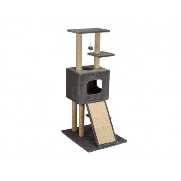 Arranhador Ginásio Para Gato Com Casa Cinza BEST QUALITY Arranhador Ginásio Para Gato Com Casa Cinza BEST QUALITY