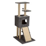 Arranhador Ginásio Para Gato Com Casa Cinza BEST QUALITY Arranhador Ginásio Para Gato Com Casa Cinza BEST QUALITY