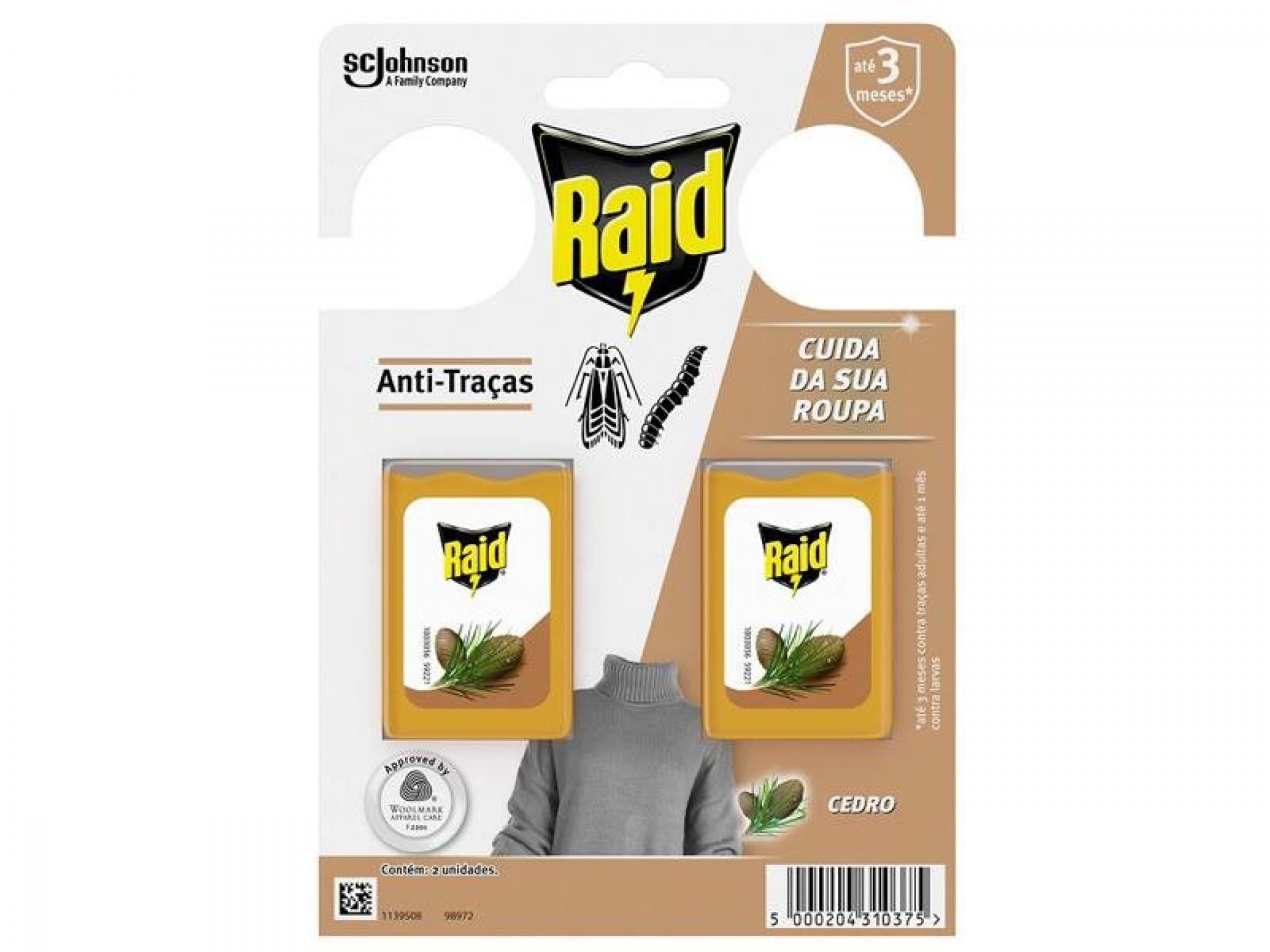 Anti-Traças Gel Aroma Cedro – 2 Unidades RAID