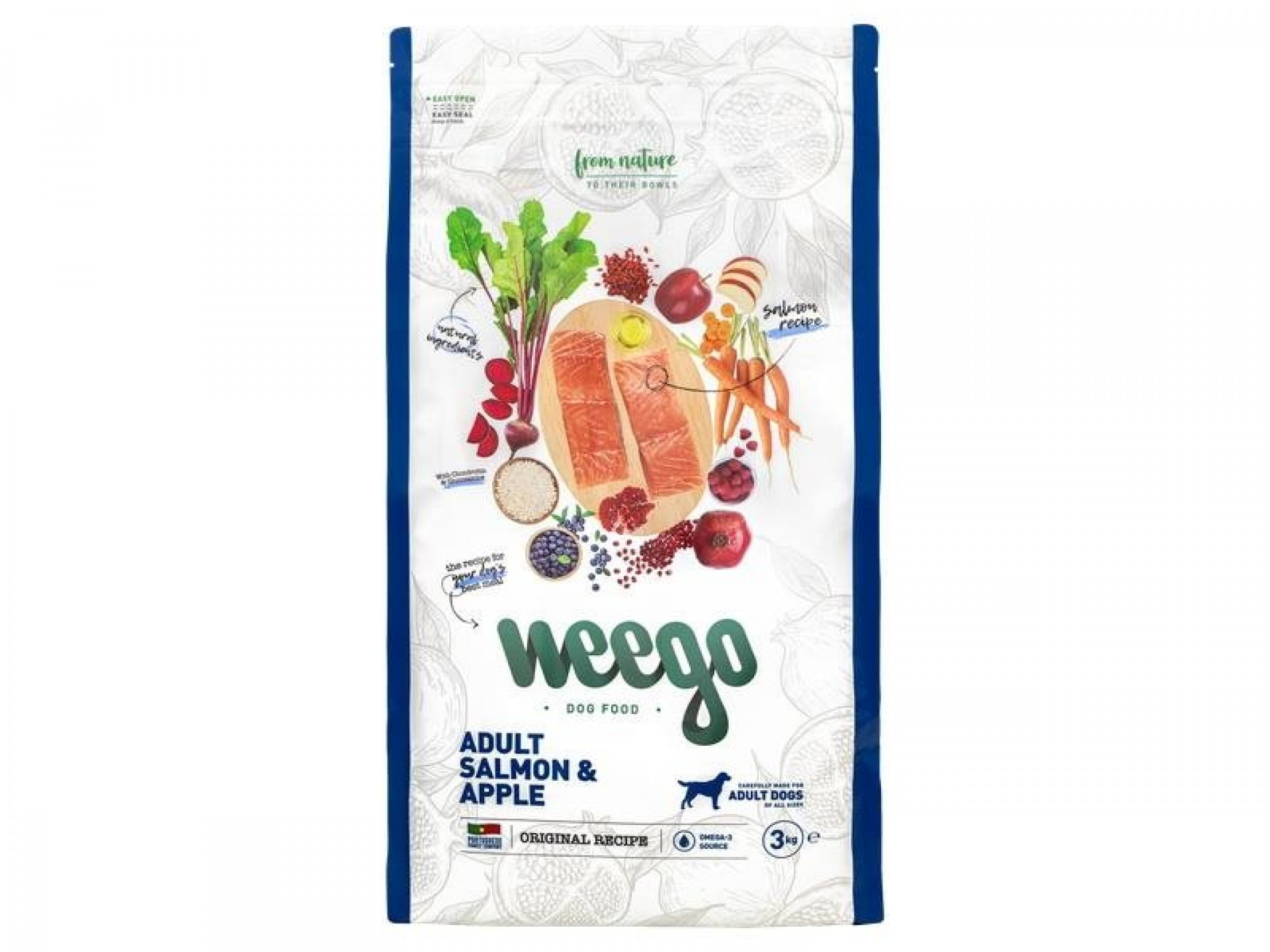 Alimento Seco Para Cão Salmão E Maçã 3 KG WEEGO