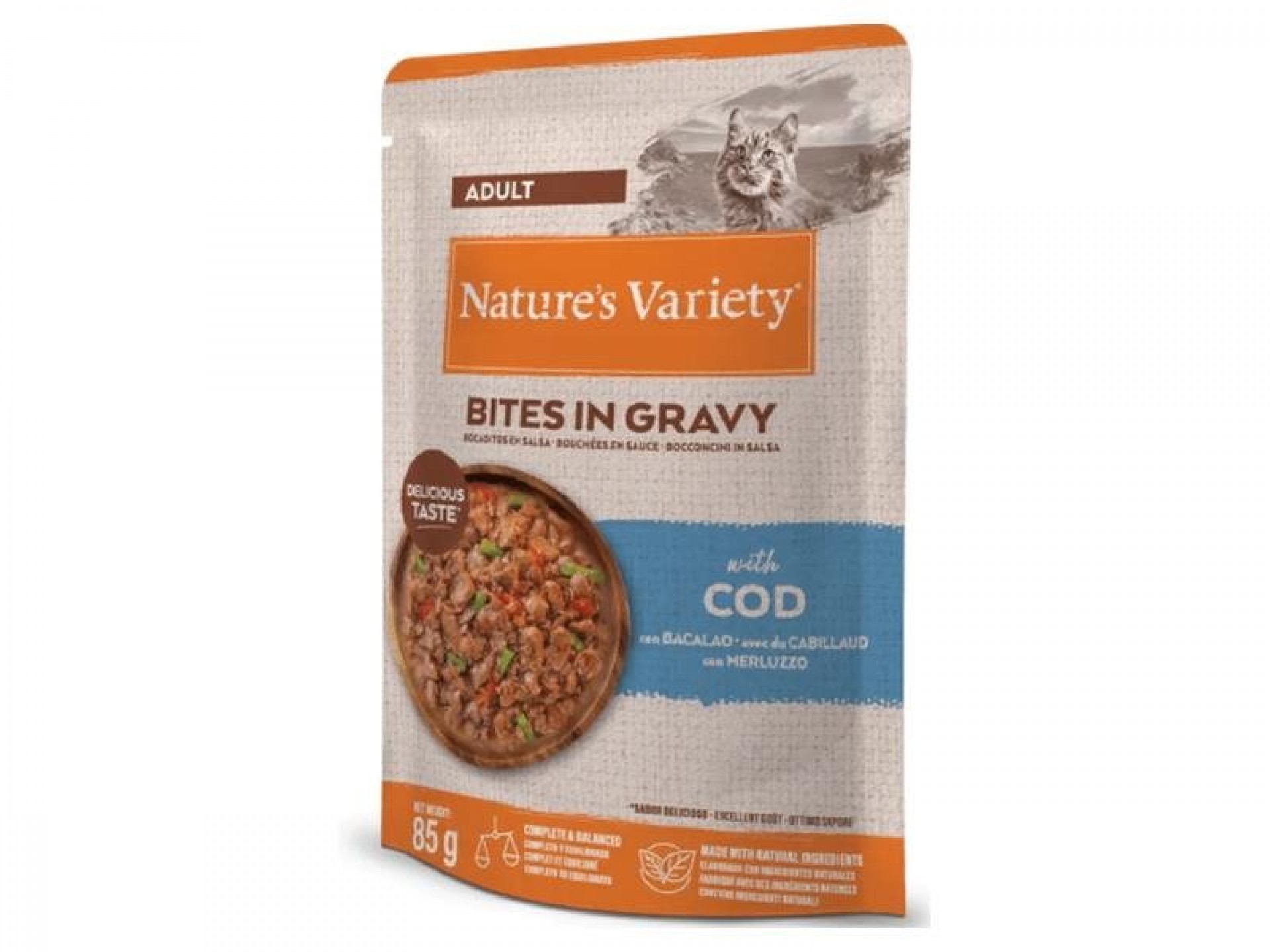 ALIMENTO PARA GATO PEDAÇOS EM MOLHO BACALHAU 85 G